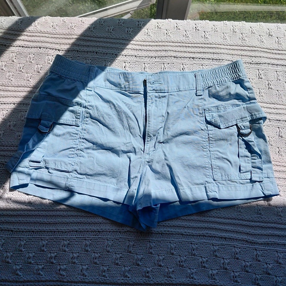 50-SO Women's Utility Shorts XL Regular Low Rise Blue Cotton Cargo Pockets